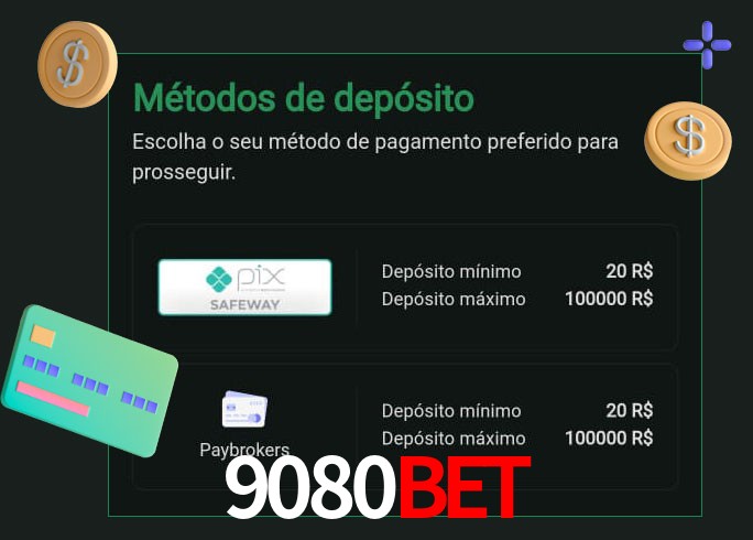 O cassino 9080Bet oferece uma grande variedade de métodos de pagamento